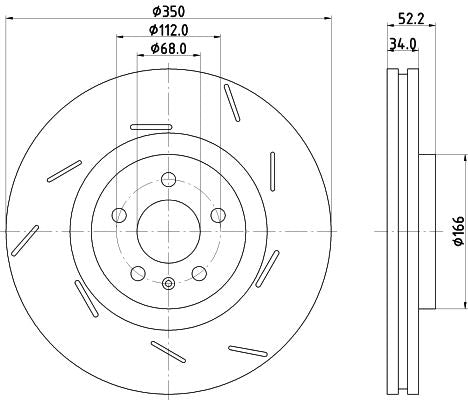 Porsche Macan Brake Disc, Hella OEM, OEM 95B615302 - View 3