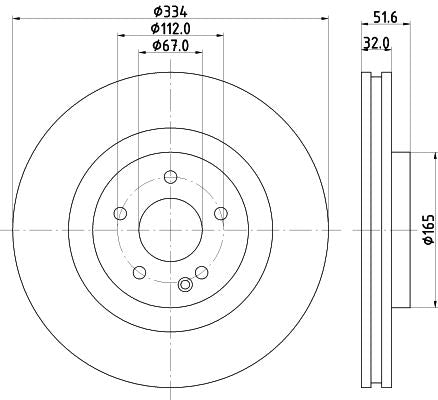 Mercedes-Benz SL Brake Disc, Hella OEM, OEM 1294212112 - View 2