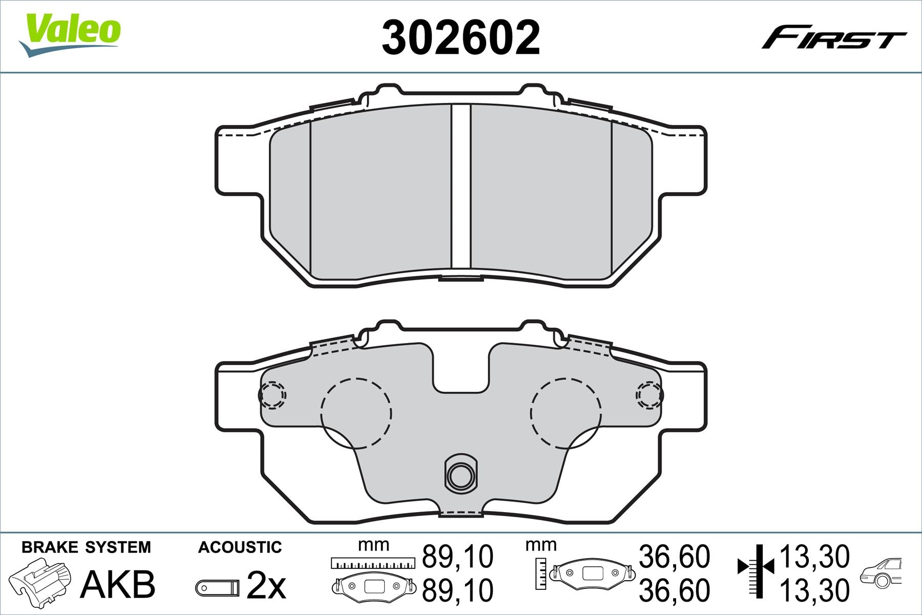 Valeo Rear Brake Pad Set for Honda, OEM quality, OEM 43022-S04-E00, MPN 302602