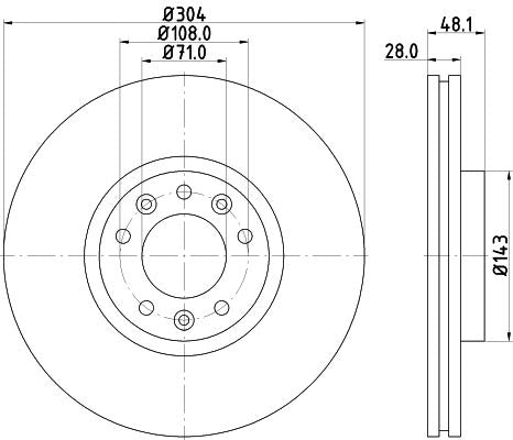 Hella Brake Disc for Peugeot, Citroen & more, OEM quality, OEM 1642760480 - View 3
