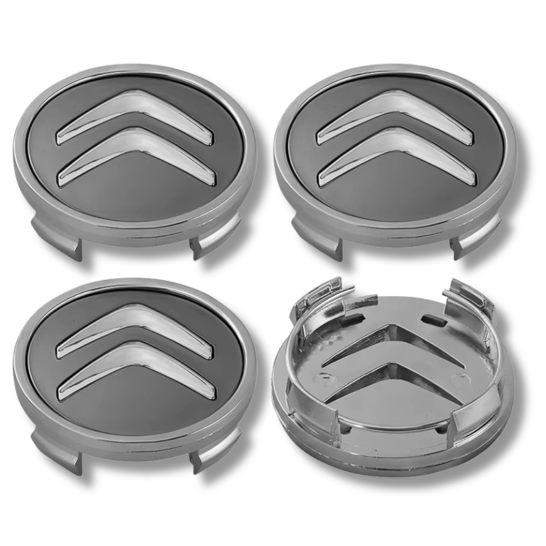 Citroen 60mm Grey plastic Centre Caps Set, set of 4, OEM 9406H6 / 542154