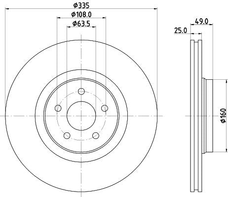 Lincoln Mkc 2.0 Brake Disc, Hella OEM, OEM 2024595, MPN 8DD 355 134-631