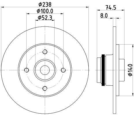Hella Brake Disc for Renault, OEM quality, OEM 7700829553 - View 3