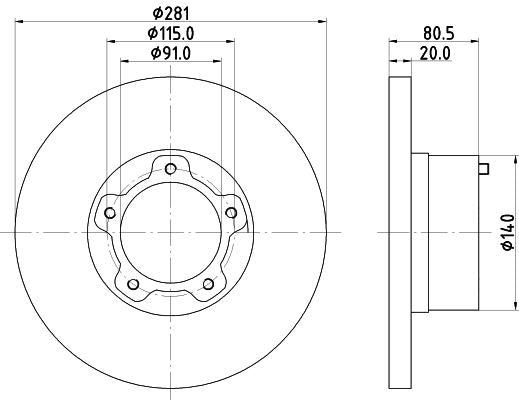 Hella Brake Disc for Volkswagen, OEM quality, OEM 281615283A - View 2