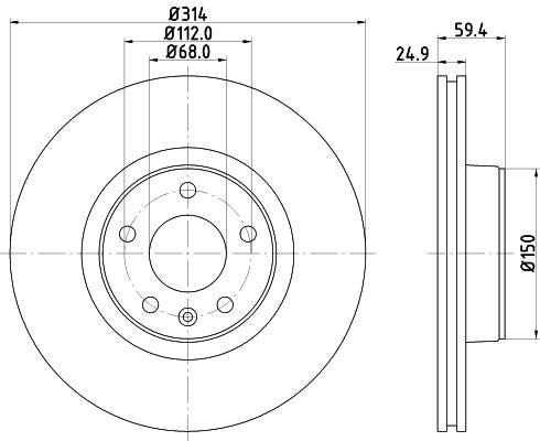 Hella Brake Disc for AUDI, OEM quality, OEM 4F0615301D - View 2