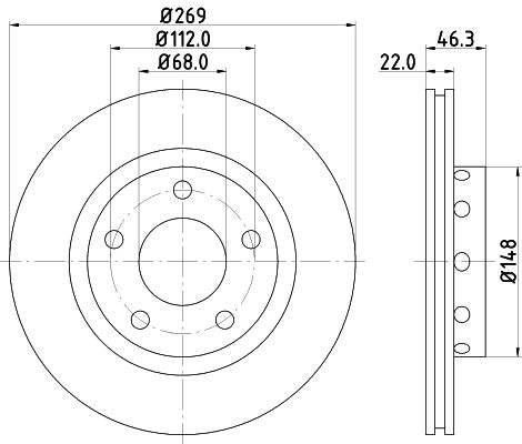 Hella Brake Disc for AUDI, OEM quality, OEM 4D0615601B - View 2