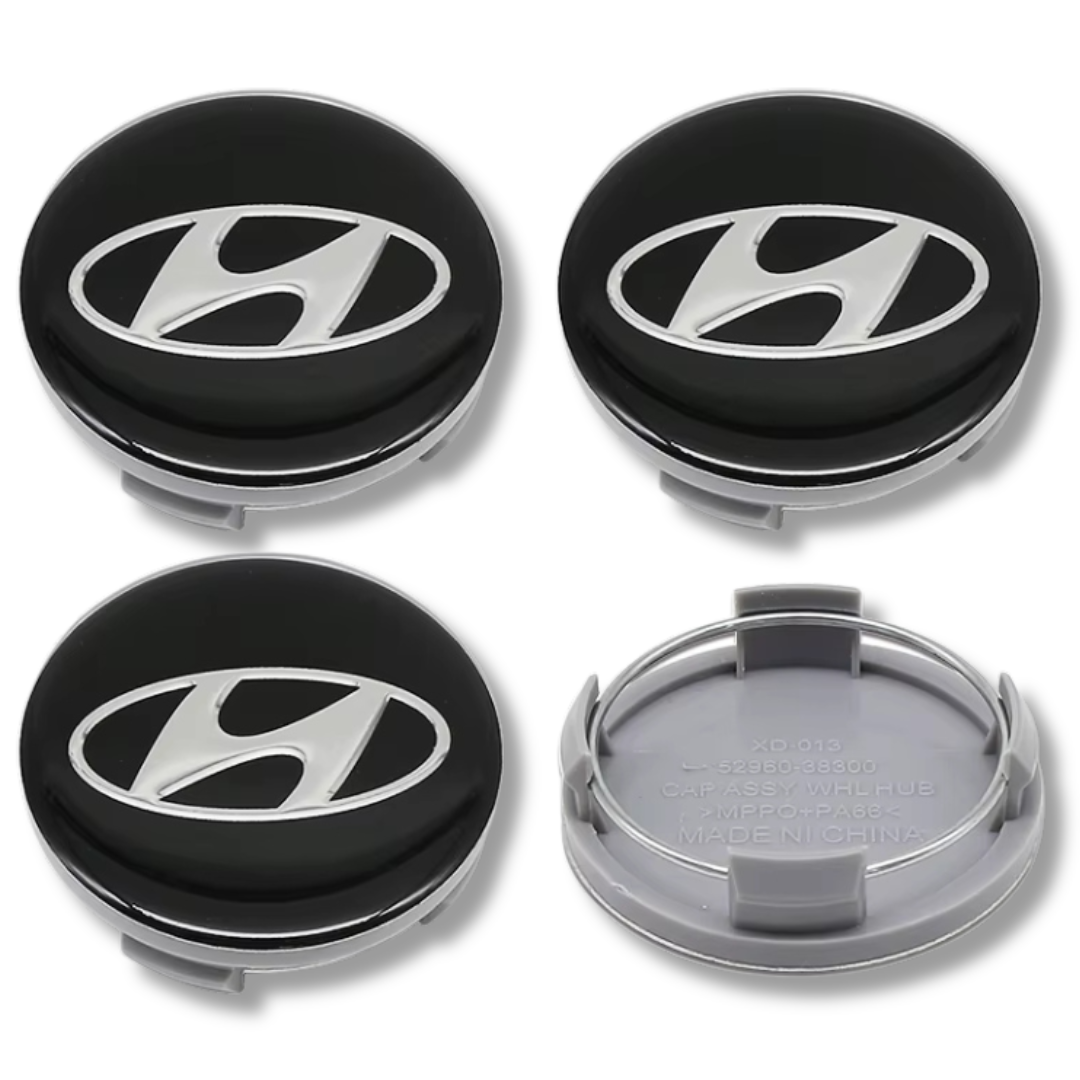 Hyundai 60mm Black plastic Centre Caps Set, set of 4, OEM 52960-S1110