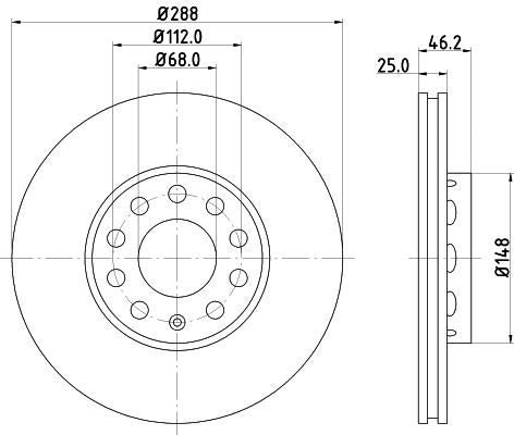 Hella Brake Disc for AUDI, Vw (svw) & more, OEM quality, OEM 4A0615301C - View 4