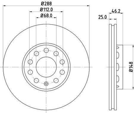 Hella Brake Disc for AUDI, Vw (svw) & more, OEM quality, OEM 4A0615301C - View 4