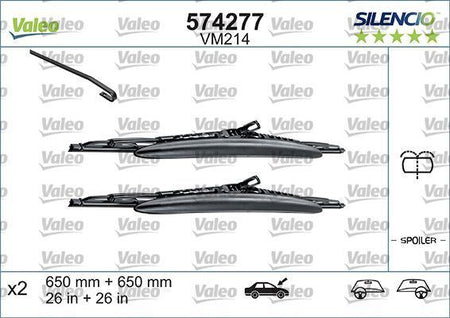 Valeo Front Wiper Blade Set for Fiat, Peugeot & more, OEM quality, OEM 9464552880 - View 2