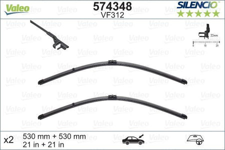 Audi TT Front Wiper Blade Set, Valeo OEM, OEM 8N2955408D, MPN 574348