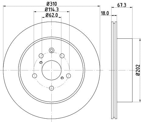 Toyota Crown Brake Disc, Hella OEM, OEM 424310N020 - View 2