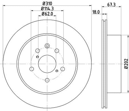 Toyota Crown Brake Disc, Hella OEM, OEM 424310N020 - View 2