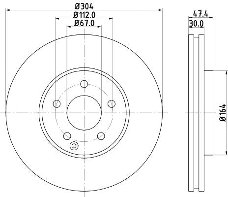 Mercedes-Benz E-Class Brake Disc, Hella OEM, OEM 2114211212 - View 3
