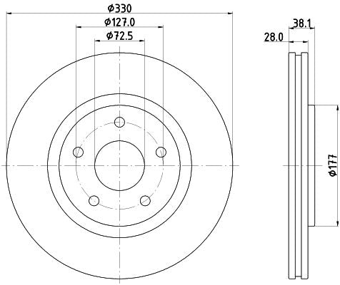 Hella Brake Disc for Dodge & Chrysler, OEM quality, OEM 04779712AA - View 2