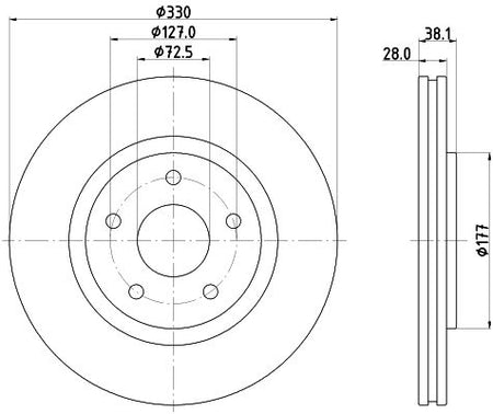 Hella Brake Disc for Dodge & Chrysler, OEM quality, OEM 04779712AA - View 2