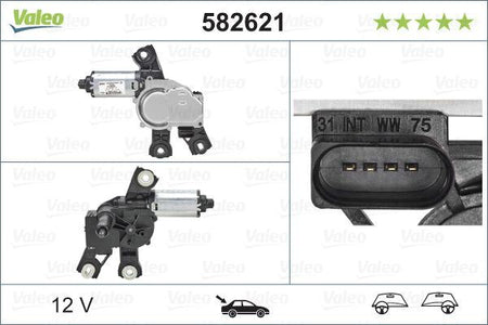Valeo Rear Wiper Motor for Volkswagen & Seat, OEM quality, OEM 5K6955711B, MPN 582621