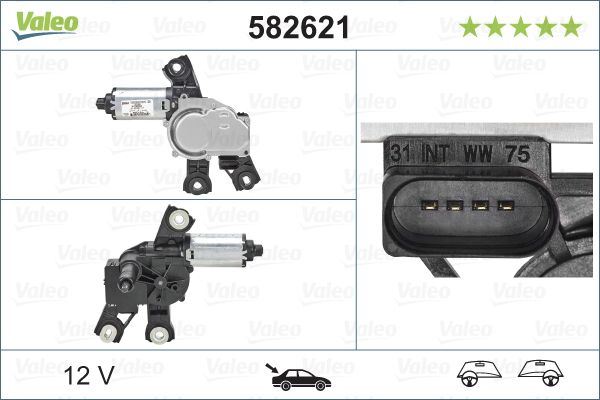 Valeo Rear Wiper Motor for Volkswagen & Seat, OEM quality, OEM 5K6955711B, MPN 582621