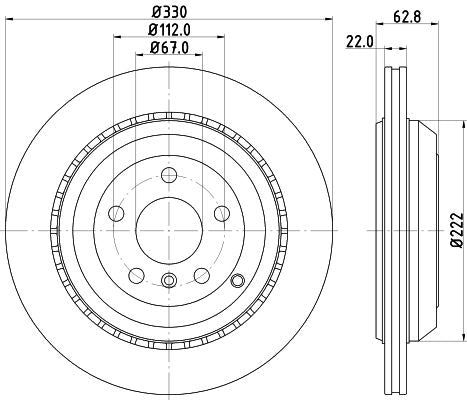 Mercedes-Benz GL-Class Brake Disc, Hella OEM, OEM 1644230612 - View 2