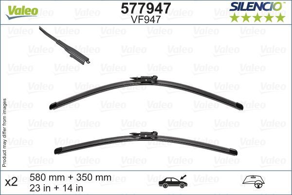 Nissan Juke Front Wiper Blade Set, Valeo OEM, OEM VF947, MPN 577947