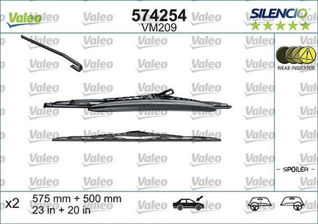 BMW 3 Series Front Wiper Blade Set, Valeo OEM, OEM 61610037027, MPN 574254