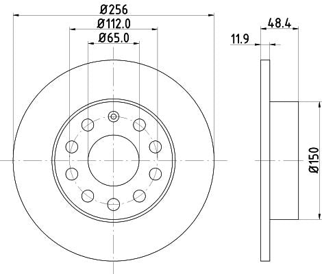 Hella Brake Disc for Volkswagen & Skoda, OEM quality, OEM 1K0615601AC - View 3