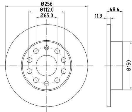 Hella Brake Disc for Volkswagen & Skoda, OEM quality, OEM 1K0615601AC - View 3