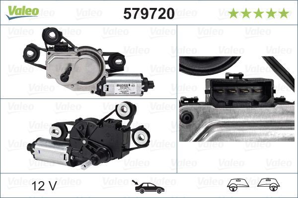 Seat Ibiza Rear Wiper Motor, Valeo OEM, OEM 6J3955711, MPN 579720
