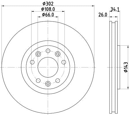 Peugeot RCZ 1.6 16V Brake Disc, Hella OEM, OEM 4249F8 - View 3