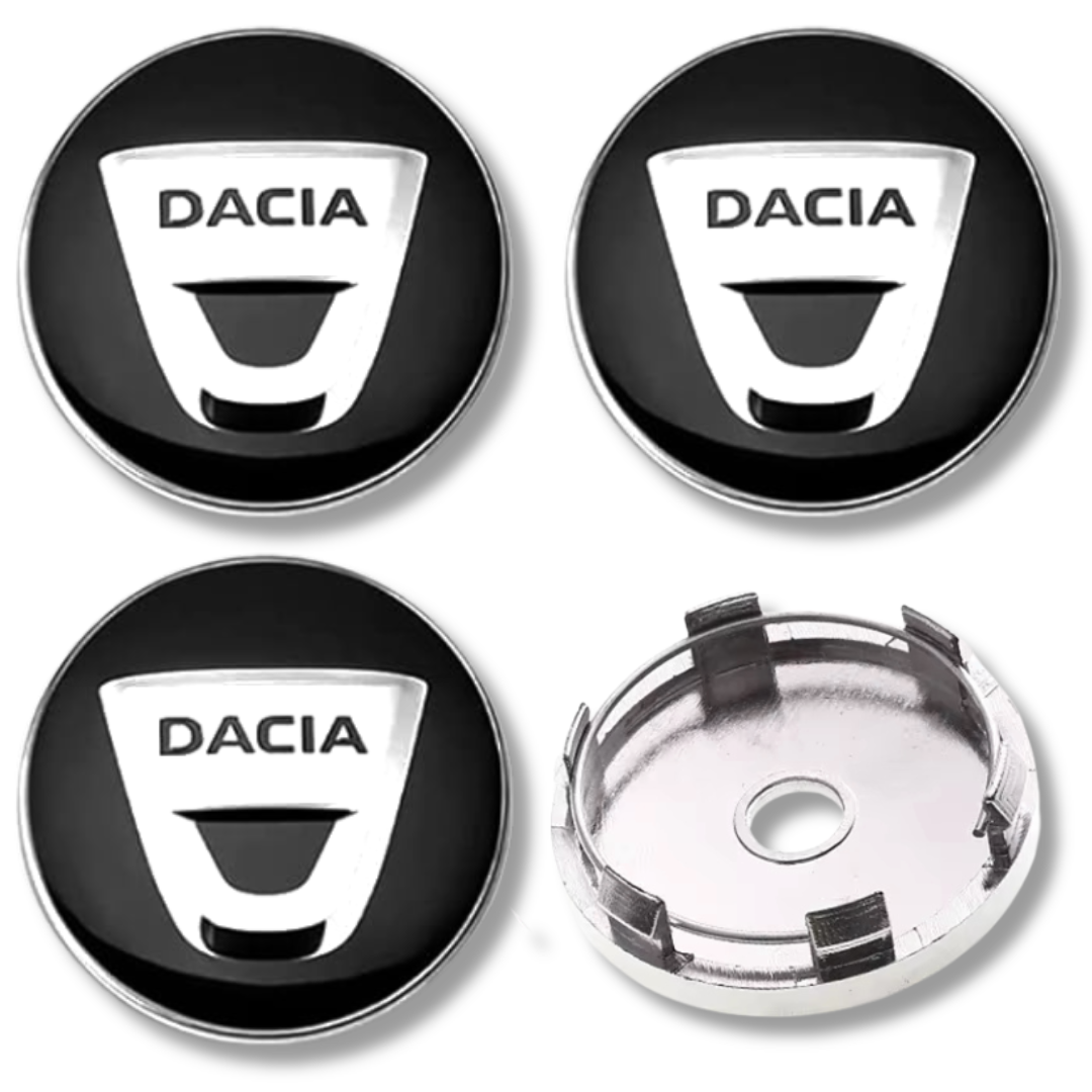 Dacia 60mm Black plastic Centre Caps Set, set of 4, OEM 403153950R