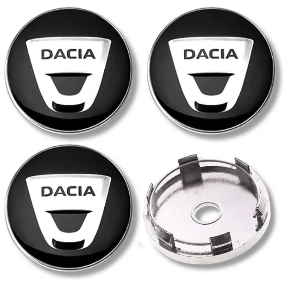 Dacia 60mm Black plastic Centre Caps Set, set of 4, OEM 403153950R