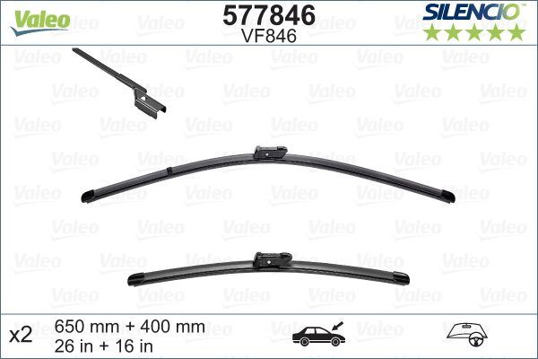 Toyota Avensis Front Wiper Blade Set, Valeo OEM, OEM 8521205110, MPN 577846