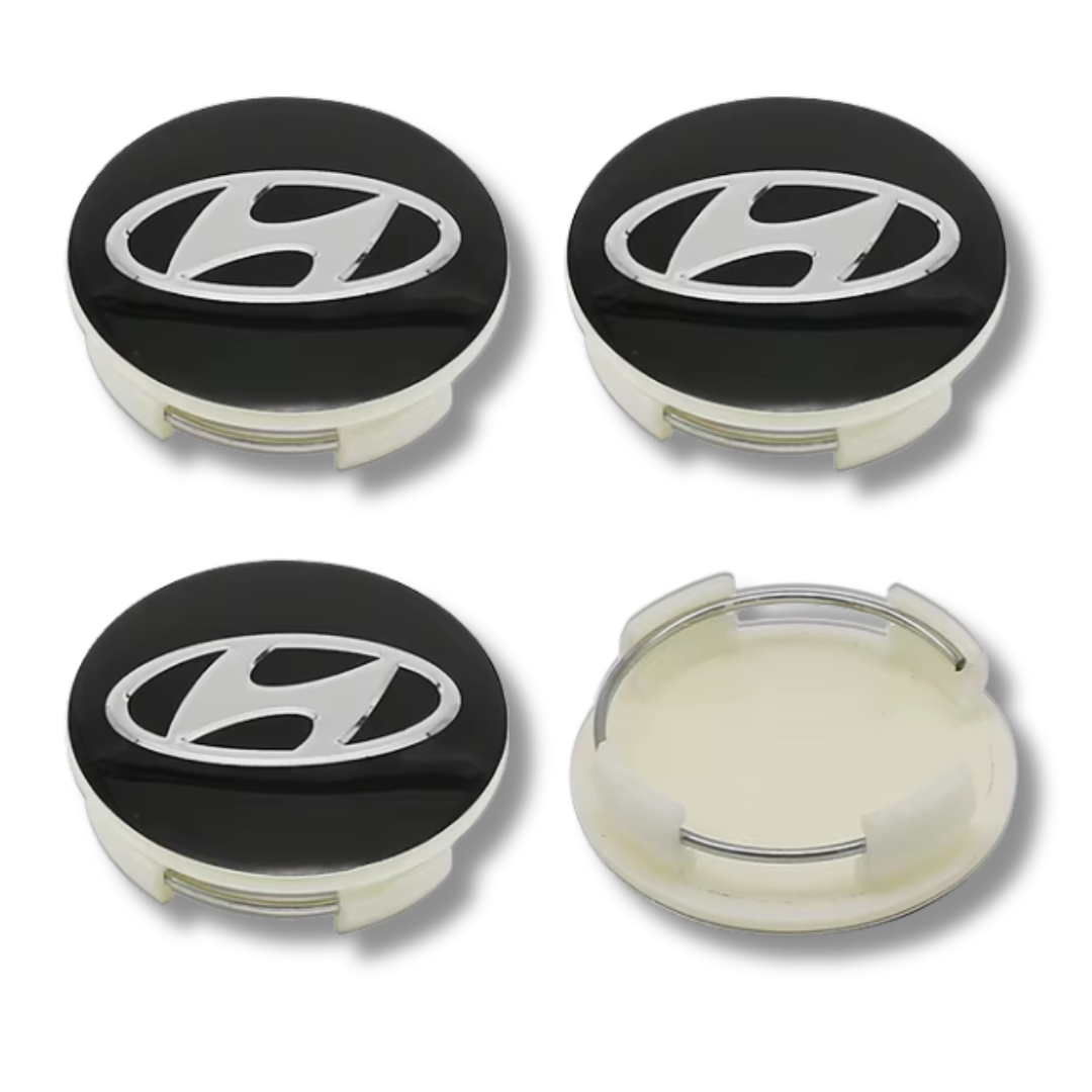 Hyundai 56mm Black plastic Centre Caps Set, set of 4, OEM 52960-S1110