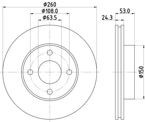 Hella Brake Disc for TVR & FORD, OEM quality, OEM 1638879, MPN 8DD 355 101-391
