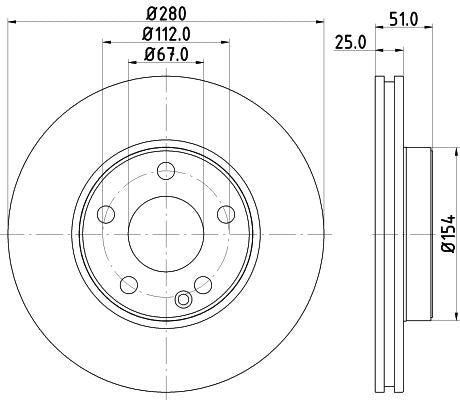 Mercedes-Benz B-Class Sports Tourer Brake Disc, Hella OEM, OEM 2464210012 - View 3