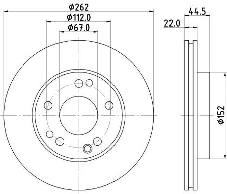 Mercedes-Benz 190 Brake Disc, Hella OEM, OEM 2014211312 - View 2