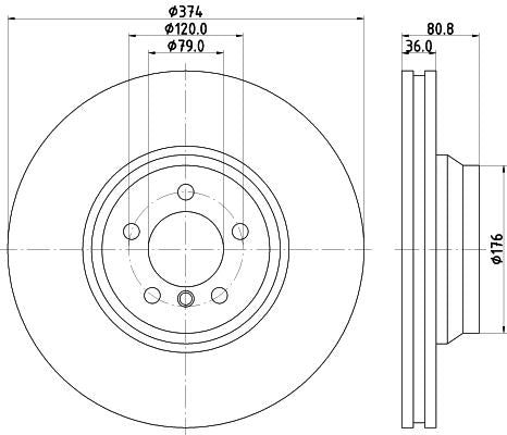 BMW 7 Brake Disc, Hella OEM, OEM 34116753091 - View 4