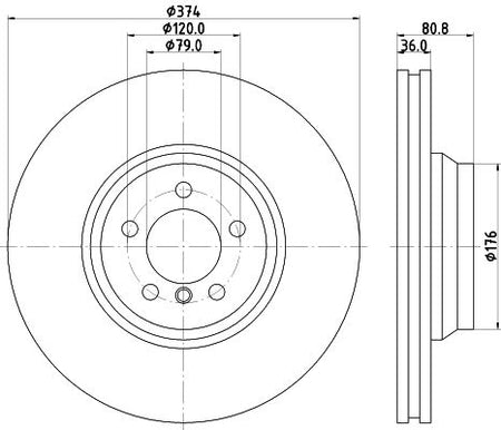 BMW 7 Brake Disc, Hella OEM, OEM 34116753091 - View 4