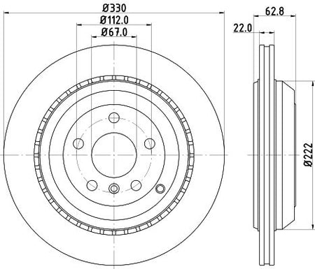 Hella Brake Disc for Mercedes-Benz, OEM quality, OEM 1644230612 - View 3