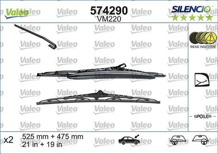 Valeo Front Wiper Blade Set for Seat, Skoda & more, OEM quality, OEM 1J0998003, MPN 574290