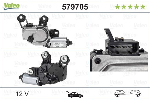 Valeo Rear Wiper Motor for Audi, OEM quality, OEM 4F9955711C, MPN 579705