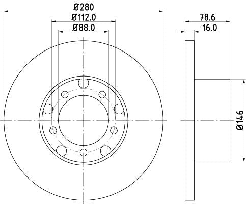 Hella Brake Disc for Mercedes-Benz, OEM quality, OEM 6014200072 - View 2