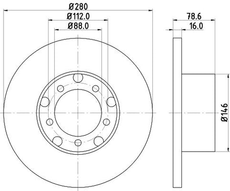 Hella Brake Disc for Mercedes-Benz, OEM quality, OEM 6014200072 - View 2