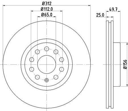 Hella Brake Disc for Volkswagen, AUDI & more, OEM quality, OEM 1K0615301AA - View 2