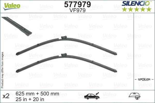 Valeo Front Wiper Blade Set for Audi & Lamborghini, OEM quality, OEM 4K2998002C, MPN 577979