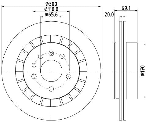 SAAB 9-5 Brake Disc, Hella OEM, OEM 12763593 - View 2