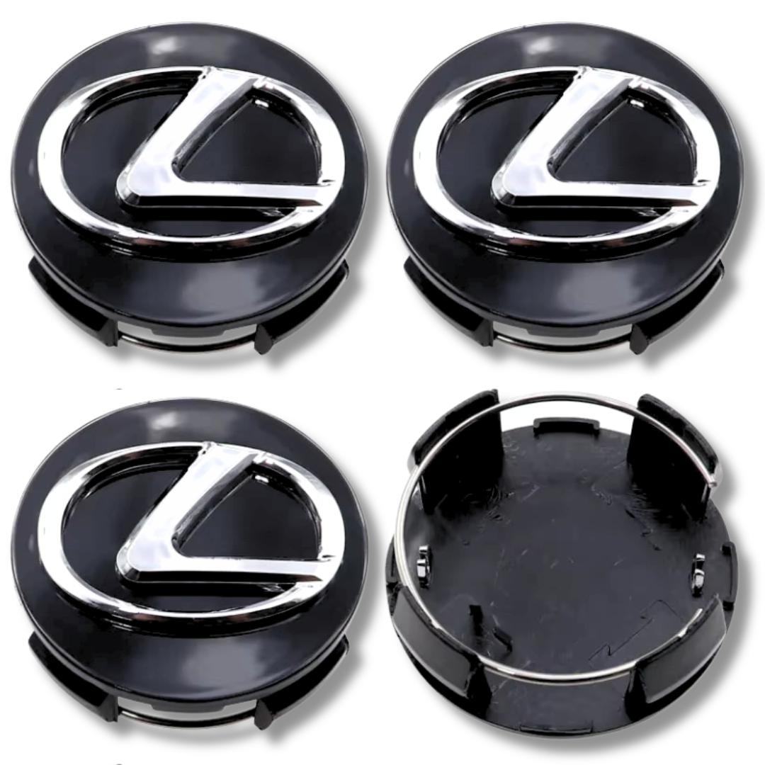 Lexus 62mm Black 3D plastic Centre Caps Set, set of 4, OEM 42603-30590
