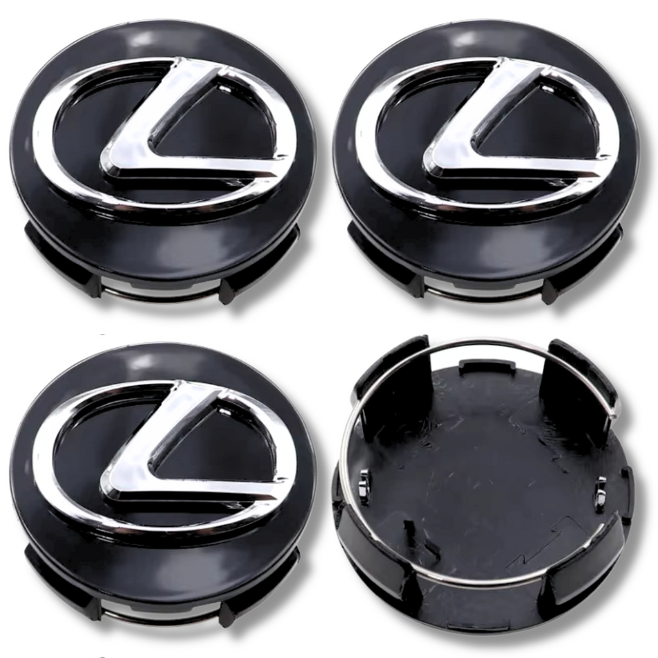 Lexus 62mm Black 3D plastic Centre Caps Set, set of 4, OEM 42603-30590