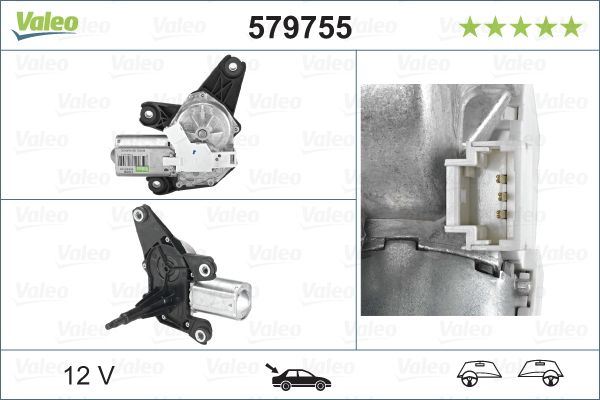 Renault Modus / Grand Modus Rear Wiper Motor, Valeo OEM, OEM 8200313354, MPN 579755