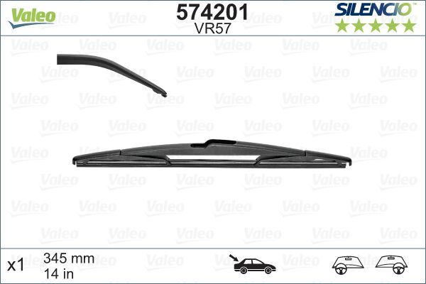 Valeo Rear Wiper Blade for Mazda, Honda & more, OEM quality, OEM 76630S7AG01, MPN 574201